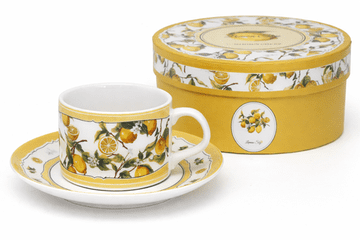 180 ml skodelica s krožnikom iz porcelana z limonino barvo, idealna za darilo