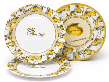 Desertni krožniki, komplet dveh desertnih krožnikov, 19 cm, porcelan, limone