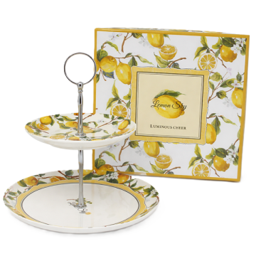 Dvonadstropno stojalo za limonino torto iz porcelana, stojalo za sadne prigrizke