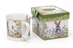 Porcelanasta skodelica 450 ml, darilna škatla z velikonočnimi rožicami