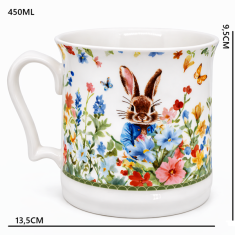 Porcelanasta skodelica 450 ml, darilna škatla z velikonočnimi rožicami