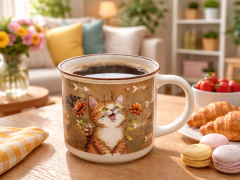Porcelanasta skodelica 400 ml ART KOT darilna škatla