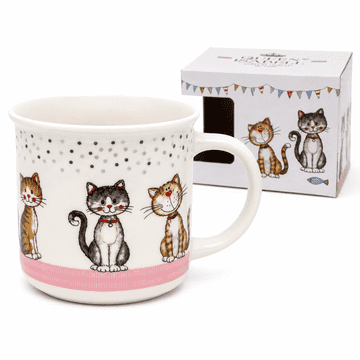 Porcelanasta skodelica Z MAČKAMI Velika 400 ml Darilo