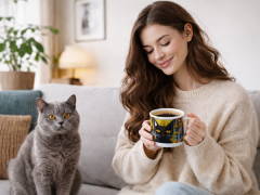 Porcelanasta skodelica 400 ml ART KOT darilna škatla
