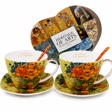 Porcelanaste skodelice "MAKOVI" - Vincent van Gogh za darilo, komplet 2 kosov