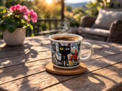 Porcelanasta skodelica 400 ml ART KOT darilna škatla