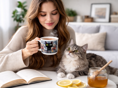 Porcelanasta skodelica 400 ml ART KOT darilna škatla