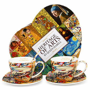 Komplet 2 skodelic in krožnikov. 250 ml porcelan Kandinsky kot darilo.