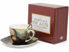 Porcelanasta skodelica in krožniki Mona Lisa - darilni set