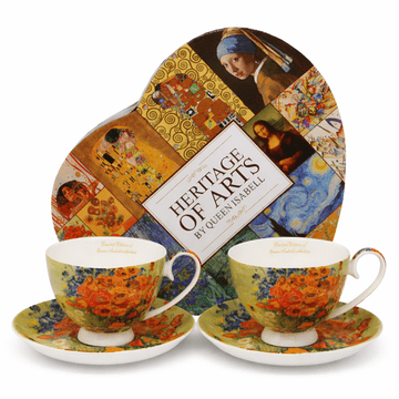 Porcelanaste skodelice 250 ml "Maki" - Vincent van Gogh za darilo, komplet 2 kosov