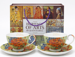 Porcelanaste skodelice 250 ml "Maki" - Vincent van Gogh za darilo, komplet 2 kosov