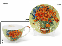 Porcelanaste skodelice 250 ml "Maki" - Vincent van Gogh za darilo, komplet 2 kosov