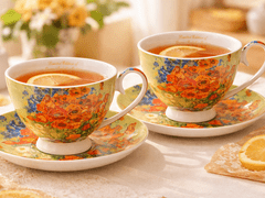 Porcelanaste skodelice 250 ml "Maki" - Vincent van Gogh za darilo, komplet 2 kosov