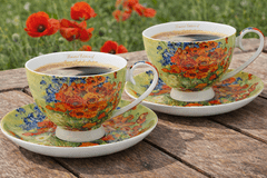 Porcelanaste skodelice 250 ml "Maki" - Vincent van Gogh za darilo, komplet 2 kosov