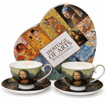 Porcelanaste skodelice in krožniki Mona Lisa, komplet 2 kosov - darilni set