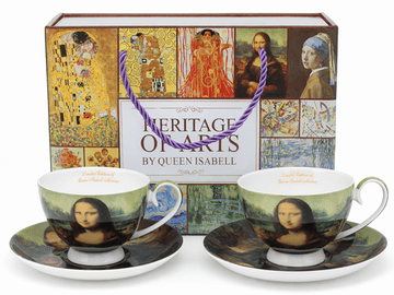 Porcelanaste skodelice in krožniki Mona Lisa, komplet 2 kosov - darilni set