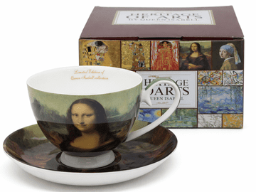 Porcelanasta skodelica in krožniki Mona Lisa - darilni set