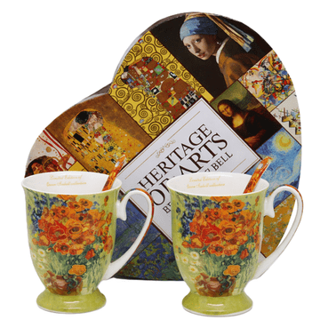 Komplet porcelanastih skodelic z žličkami "Maki" - Vincent van Gogh kot darilo