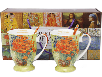 Komplet porcelanastih skodelic z žličkami "Maki" - Vincent van Gogh kot darilo