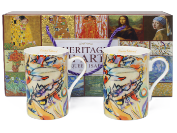 Komplet 2 porcelanastih skodelic 300 ml v slogu Kandinskega + darilna škatla