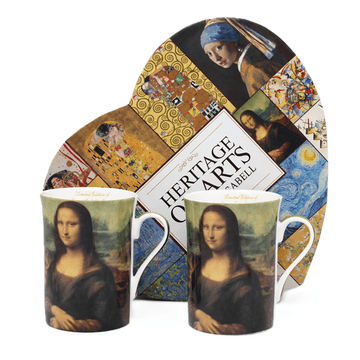 Porcelanaste skodelice 2 kosa Leonardo da Vinci "Mona Lisa" 300 ml kot darilo