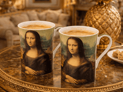Porcelanaste skodelice 2 kosa Leonardo da Vinci "Mona Lisa" 300 ml kot darilo