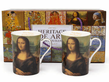 Porcelanaste skodelice 2 kosa Leonardo da Vinci "Mona Lisa" 300 ml kot darilo