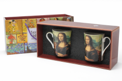 Porcelanaste skodelice 2 kosa Leonardo da Vinci "Mona Lisa" 300 ml kot darilo