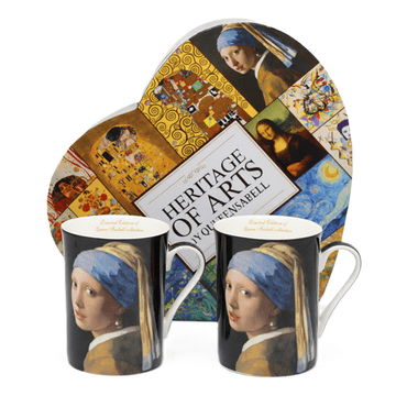 Porcelanasti vrčki 2x Vermeer "Dekle z bisernim uhanom" 300 ml luksuzni