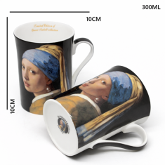 Porcelanasti vrčki 2x Vermeer "Dekle z bisernim uhanom" 300 ml luksuzni