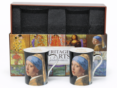 Porcelanasti vrčki 2x Vermeer "Dekle z bisernim uhanom" 300 ml luksuzni