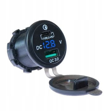 USB-C QC 3.0 PD POLNILEC MODREGA 36W VGRADNI VOLTMETER ZA HITRO POLNJENJE