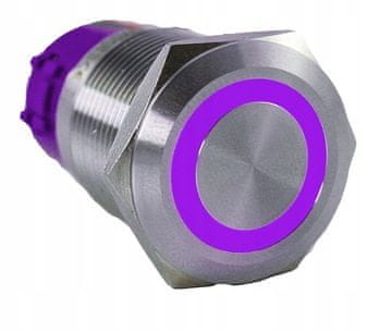 ENOSTAVNA VANDALOZAVARNA GUMBNA TIPKA 250V 5A 19x38MM VIJOLIČNA