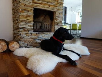 Naravna bela ovčja preproga 120 x 70 cm - podloga iz prave volne za pse in mačke, mehka luksuzna talna preproga z debelim 5 cm krznom