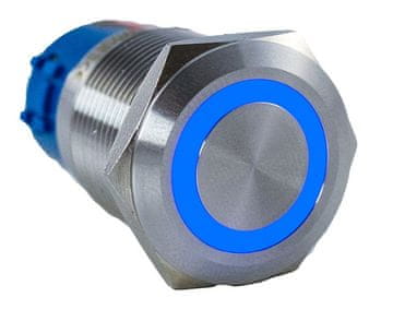BISTABILNA TIPKA VANDALOZODPORNA 250V 5A 2NO2NC 19x38MM MODRA