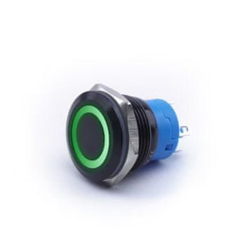 MONOSTABILNI GUMB ČRN VANDALOZDRAVEN 250V 2A 19x27MM ZELEN