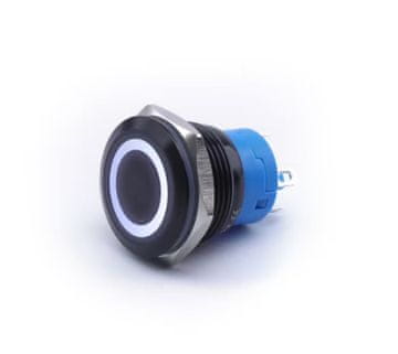 MONOSTABILNI GUMB ČRNEGA OBSTOJNEGA PROTI VANDALOM 250V 2A 19x27MM BELA