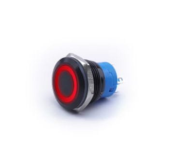 MONOSTABILNI GUMB ČRN VANDALOZDRAVEN 250V 2A 19x27MM RDEČ