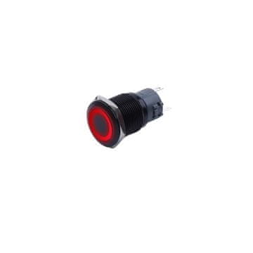 MONOSTABILNI GUMB ČRNI VANDALOZDRAVNI 250V 5A 19x38MM RDEČI