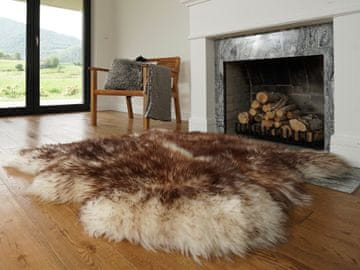 VELIKA OVČJA KOŽA Dvojna XXL Muflon rjava odeja Pravo usnje Ovčja koža 122 x 122 cm Dekorativna preproga