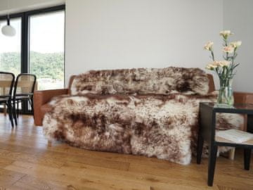 Preproga SEXTO SHEEPSKIN MuflonThrow Pravo usnje, ovčja koža Dekorativna preproga - Bela, Rjava, udobna, prijetna, naravna, zelo debela!
