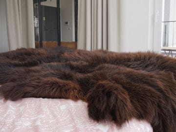 VELIKANSKA PREPROGA Štiri OVČJE KOŽE Rjava odeja Pravo usnje Ovčje usnje Dekorativna preproga - Rjava udobna, prijetna, naravna, zelo debela!