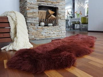Ovčja preproga Double X Burgundy Pravo usnje Ovčja koža 180 cm x 76 cm Dekorativna preproga Naravno udobna, prijetna, dlaka je zelo gosta, sijoča!