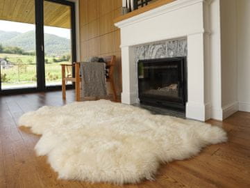 VELIKA OVČJA KOŽA Trojna XXL bela odeja Pravo usnje Ovčja koža 152 cm x 121 cm Dekorativna preproga Naravno udobna, prijetna, dlaka je zelo gosta, sijoča!