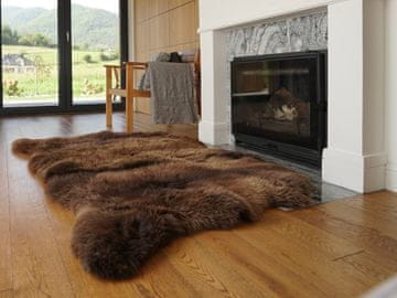 VELIKA OVČJA KOŽA Trojna XXL rjava odeja Pravo usnje Ovčja koža 152 cm x 121 cm Dekorativna preproga Naravno udobna, prijetna, dlaka je zelo gosta, sijoča!