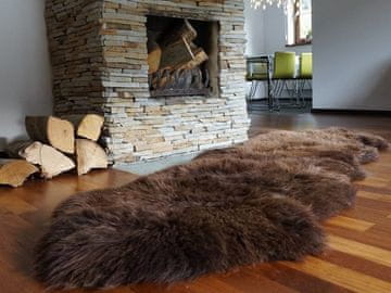 Prava rjava dvojna preproga iz ovčje kože, naravna volnena preproga, 79 x 30 palcev (200 x 70 cm), poljsko poreklo iz Tater