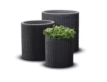 KETER KOMPLET 3 CVETIČNIH LONCEV VELIKOST S+M+L RJAVA