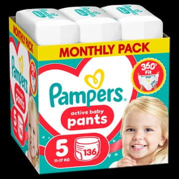 Pampers Active Baby Pants Junior velikost 5 (11-17 kg) 136 kosov (8006530305679)