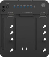 Box Priklopna in klonirajoča postaja IB-2915MSCL-C31 za M.2 SATA/NVMe, M.2 PCIe NVMe, 2,5"/3,5" HDD/SSD USB 3.2 Gen 2 Type-C/A črne barve
