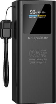 Prenosna baterija KM0914 20000 mAh 65W črne barve (5901890123808)